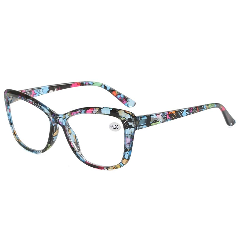 3136 Cateye vormframe met prachtige bloemenpatroonprint vrouwenlezer