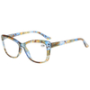 3136 Cateye vormframe met prachtige bloemenpatroonprint vrouwenlezer