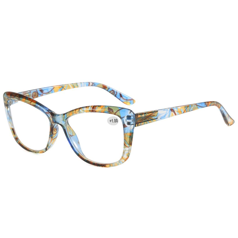 3136 Cateye vormframe met prachtige bloemenpatroonprint vrouwenlezer