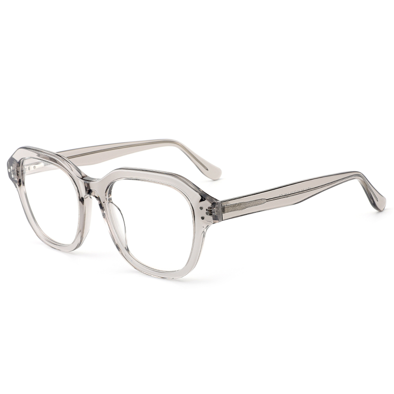 2156 מסגרות משושה עם שלוש מסמרות מתכת כסף עבות בניית אצטט מסגרות אופטיות לגברים