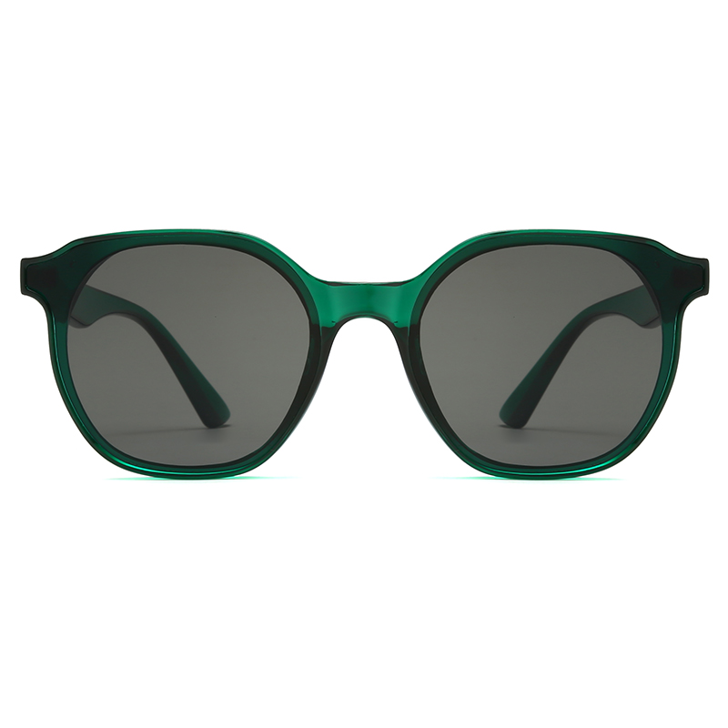Ready Made Roundish Frame Crystal Color PC Polarized Women Fashion Sunglasses #6163