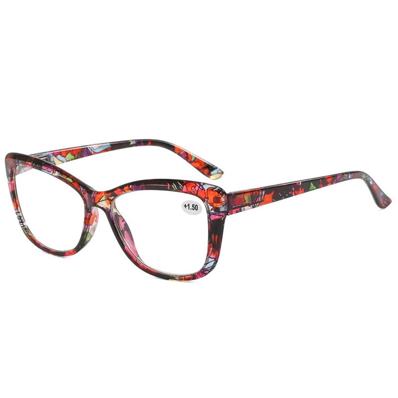 3136 Cateye vormframe met prachtige bloemenpatroonprint vrouwenlezer