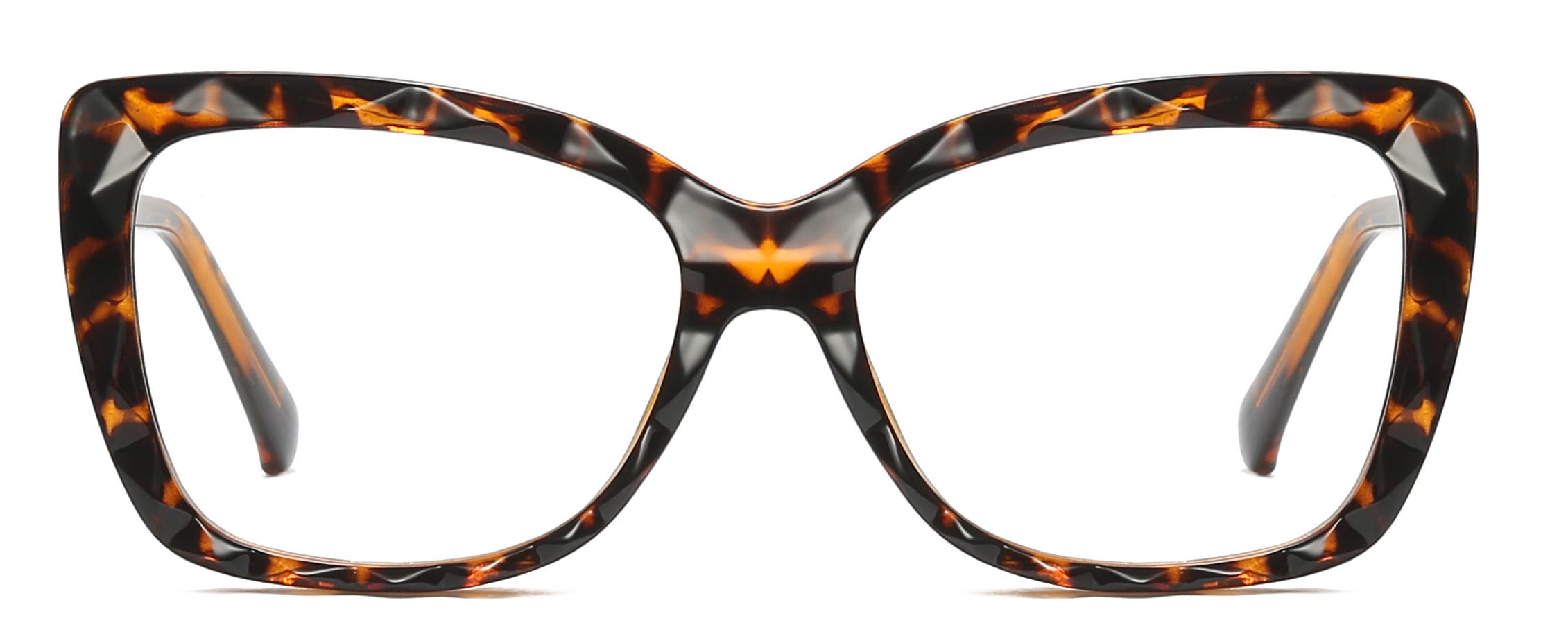 Stock Cat Eye Raised Ice Shape Frame TR90+CP Anti-blue Light Women Optical Frame #2009