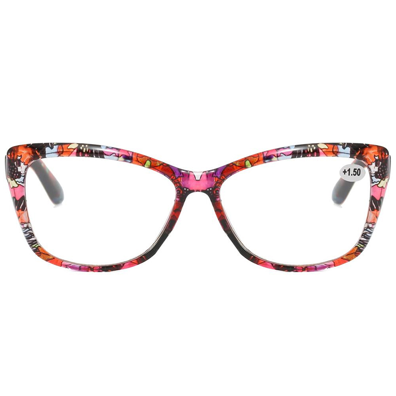 3136 Cateye vormframe met prachtige bloemenpatroonprint vrouwenlezer
