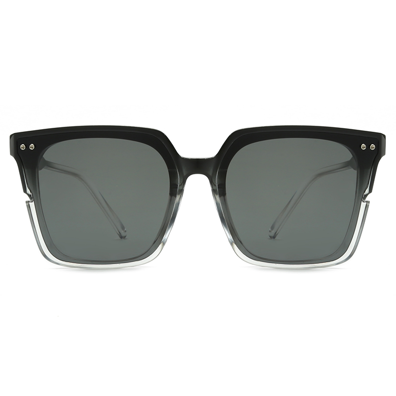 Stock Large Size Gradient Color Design Frame Women/Unisex Fashion Plastic Polarized Sunglasses #825