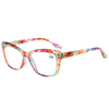 3136 Cateye vormframe met prachtige bloemenpatroonprint vrouwenlezer